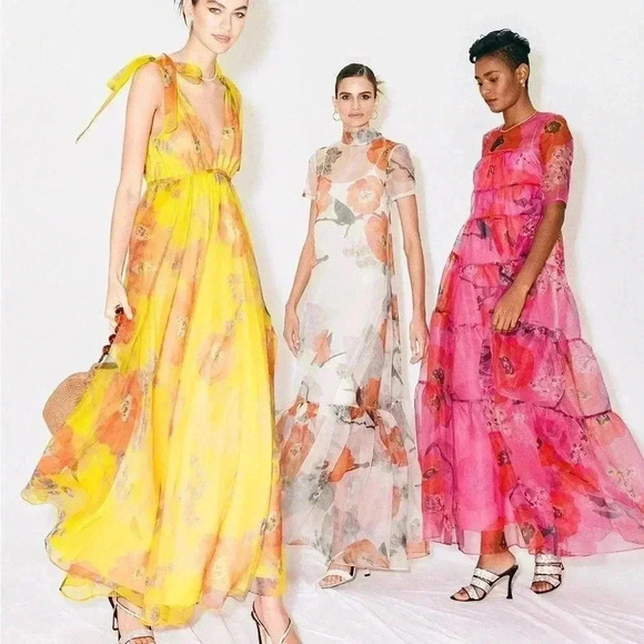 STAUD Dresses & Skirts - STAUD Dandelion Printed Organza Maxi Dress in Goldie Size 10